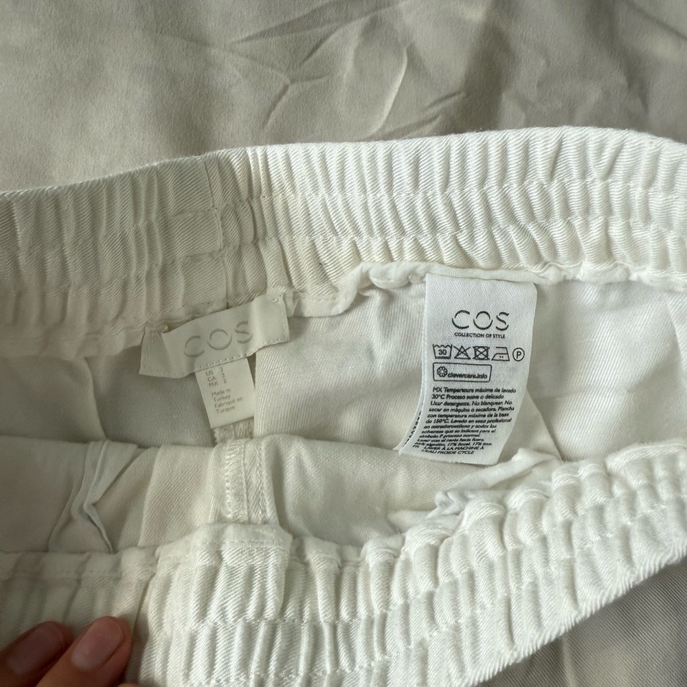 COS White Elastic Waist Trousers